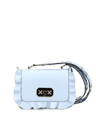 RED VALENTINO Rock Ruffles sky leather cross body bag