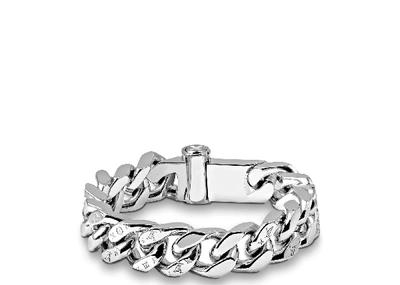Pre-owned Louis Vuitton Chain Links Bracelet Engraved Monogram Silver