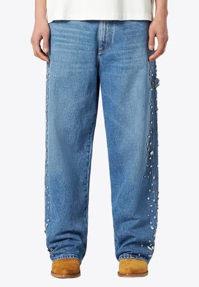 1989 STUDIO CRYSTAL EMBELLISHED STRAIGHT-LEG JEANS