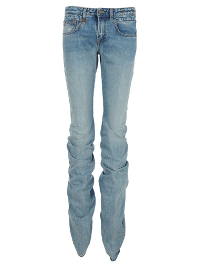 Shop R13 Shirring Boy Boot Cut Jeans In Blue Washed