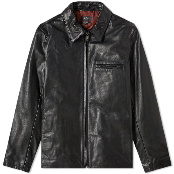 Shop A.P.C. Leather Riders Jacket In Black