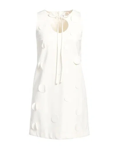 1-ONE 1-ONE WOMAN MINI DRESS CREAM SIZE 4 VISCOSE, POLYAMIDE, ELASTANE