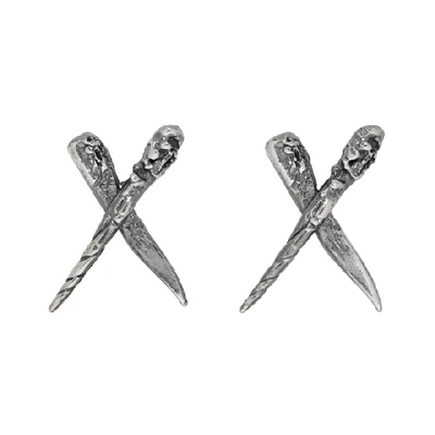 CHIN TEO CHIN TEO SSENSE EXCLUSIVE SILVER KHOPESH DEUX EARRINGS