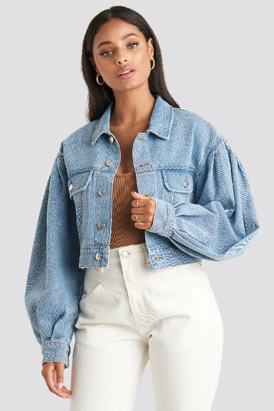 Na-kd Puff Sleeve Oversized Denim Jacket Blue In Light Blue