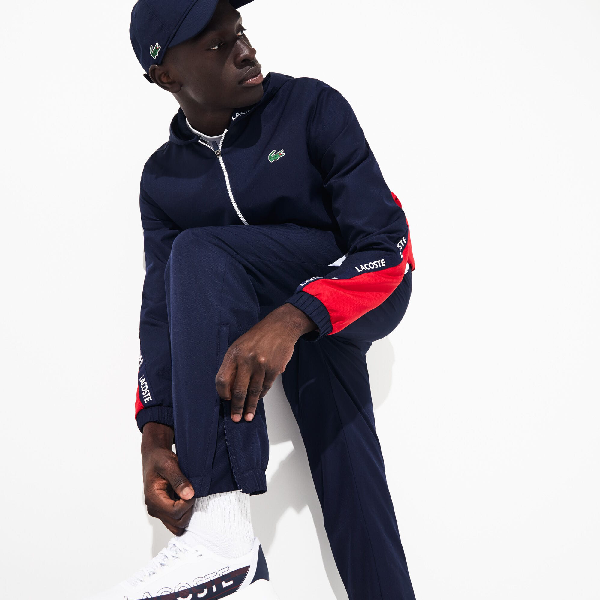 lacoste navy track pants