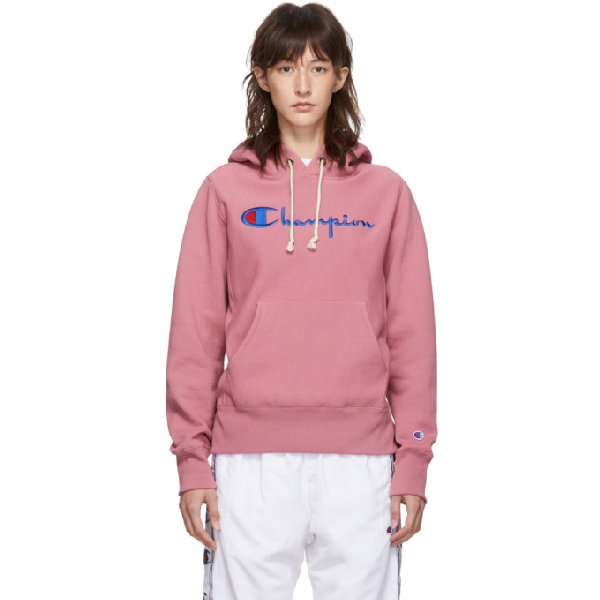 champion script logo rose hoodie