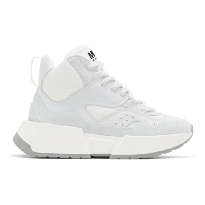 Mm6 Maison Margiela White And Grey Flare Runner High-top Sneakers
