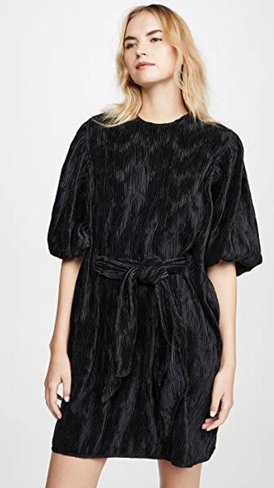 GANNI PLEATED SATIN DRESS