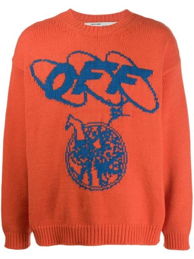 Shop Off white Knitted Logo Sweater In Orange