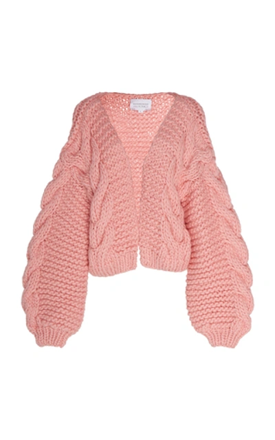 I Love Mr Mittens Cable-knit Wool Cardigan In Pink