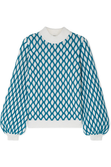 lærken idiom Email Shop Stine Goya Carlo Two-tone Cable-knit Wool-blend Sweater In Sky Blue