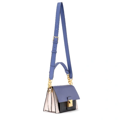 FURLA DIVA S MINI SHOULDER BAG IN WHITE, BLUE AND BLACK LEATHER