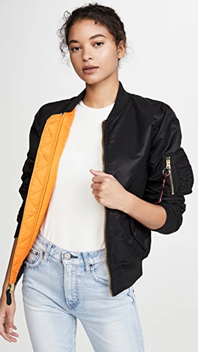 ALPHA INDUSTRIES MA-1 REVERSIBLE BOMBER JACKET BLACK