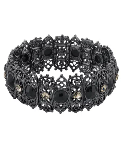 2028 BLACK-TONE STRETCH BRACELET