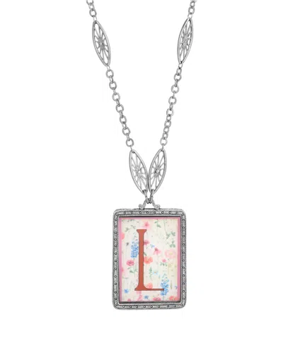 2028 INITIAL A-Z FLORAL RECTANGLE NECKLACE