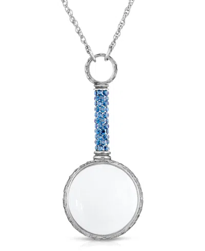 2028 PEWTER CRYSTAL MAGNIFYING GLASS 30" NECKLACE