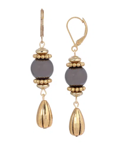 2028 SEMI-PRECIOUS FLUTED BEAD LEVER BACK EARRINGS