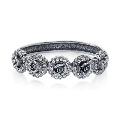 2028 SILVER-TONE CRYSTAL FLOWER BRACELET