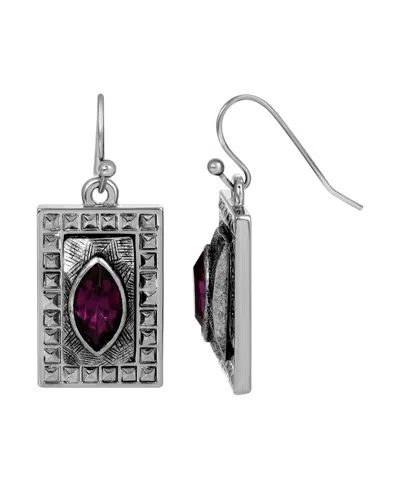 2028 SQUARE AMETHYST DROP EARRINGS