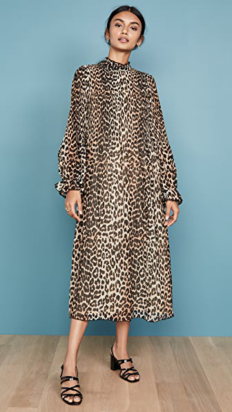 ganni georgette leopard