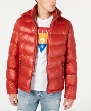 guess puffer jacket with hood