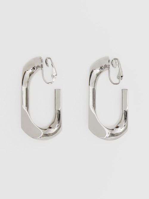 Shop Burberry Large Palladium-plated Chain-link Earrings