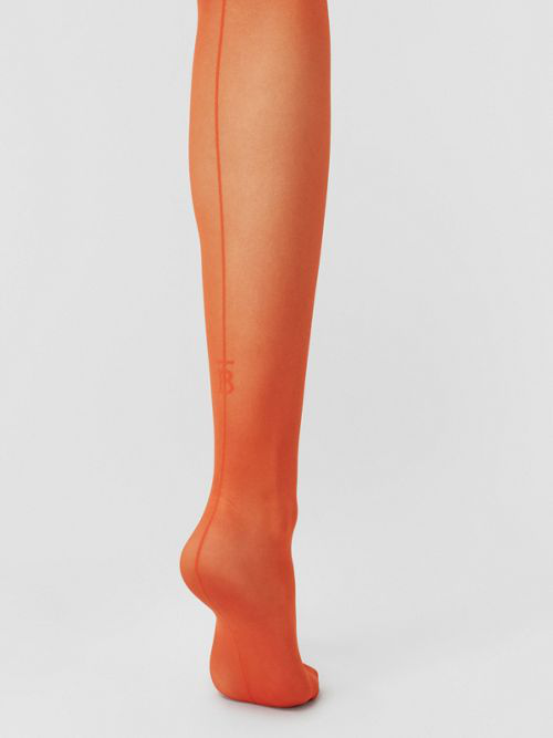 Shop Burberry Monogram Motif Seamed Tights In Bright Orange