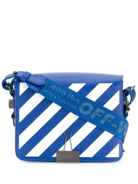 blue and white striped crossbody bag