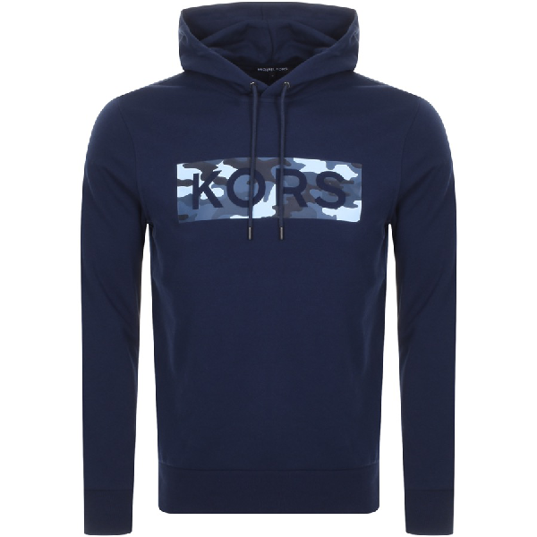 Shop Michael Kors Camouflage Logo Hoodie Navy