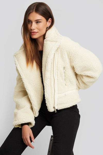 NA-KD Teddy Biker Jacket White
