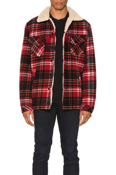 NUDIE JEANS NUDIE JEANS LENNY PLAID JACKET IN RED ALERT