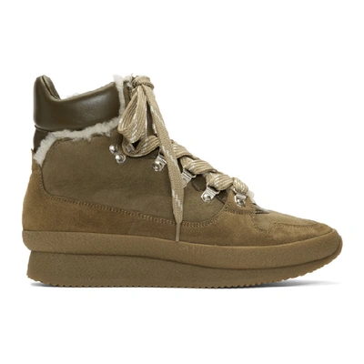 ISABEL MARANT ISABEL MARANT TAUPE SHEARLING BRENDTA HIKING BOOTS