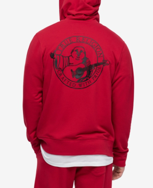 true religion red zip up hoodie