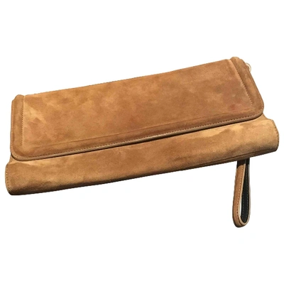 HUGO BOSS BROWN VELVET CLUTCH BAG
