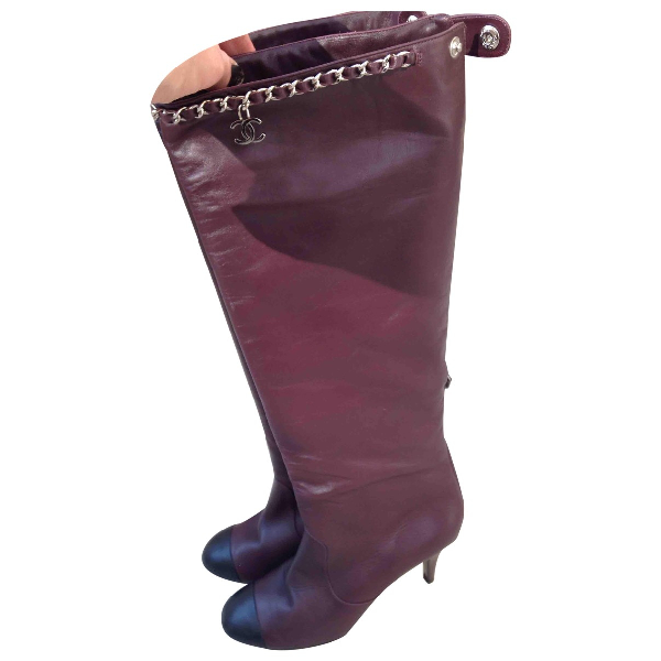 chanel burgundy boots