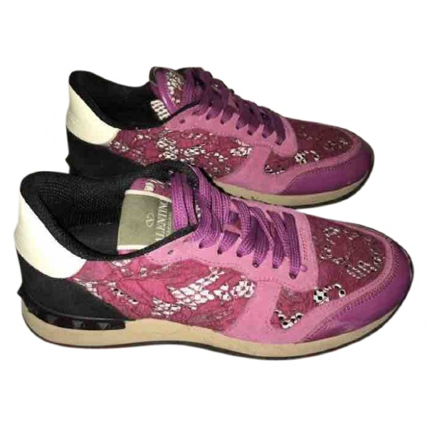 pink valentino rockstud trainers