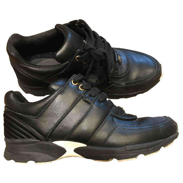 black leather work trainers