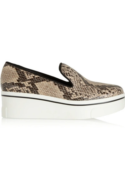 STELLA MCCARTNEY Glossed Snake-Effect Faux Leather Sneakers