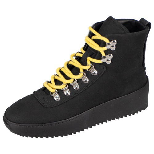 black leather work trainers