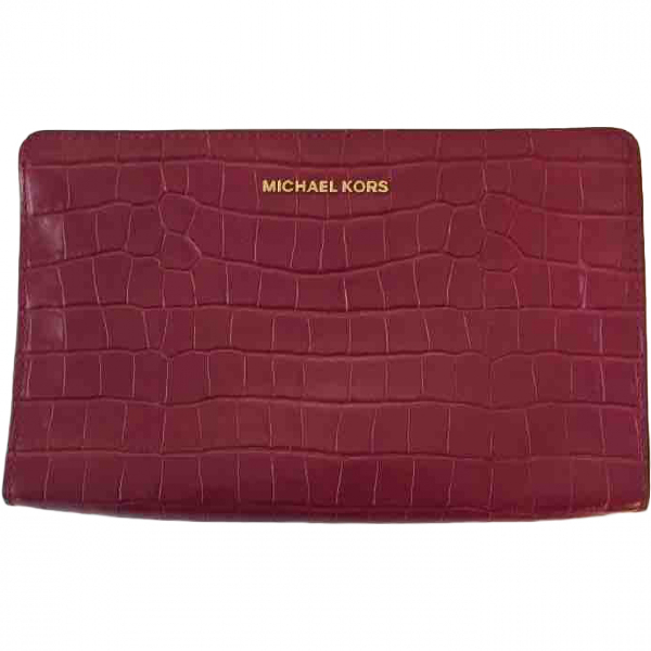 Shop Pre-owned Michael Kors Clutch Bag In Burgundy