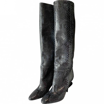 Shop Pre-owned Maison Margiela Blue Water Snake Boots