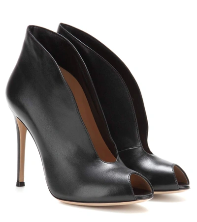 GIANVITO ROSSI Vamp Leather Peep-Toe Ankle Boots