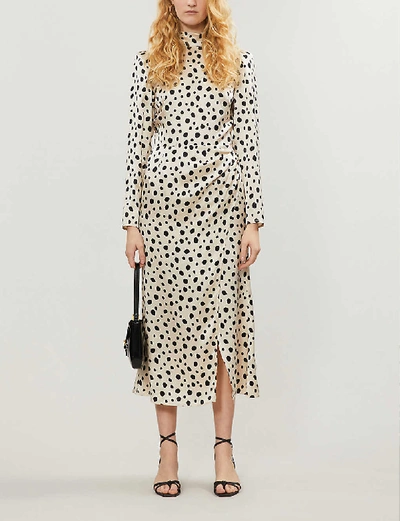 REFORMATION CARMELINA POLKA-DOT SILK MIDI DRESS