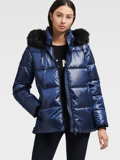 dkny glossy puffer jacket