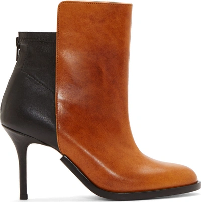 MAISON MARGIELA Brown & Black Leather Stiletto Ankle Boots