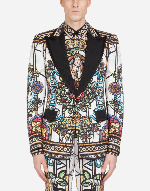 Shop Dolce & Gabbana Casinò Tuxedo Jacket With Napoleon Brocade Print In  Multicolored