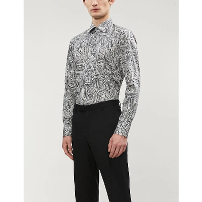 HUGO BOSS MEISSEN GRAPHIC-PRINT SLIM-FIT COTTON SHIRT