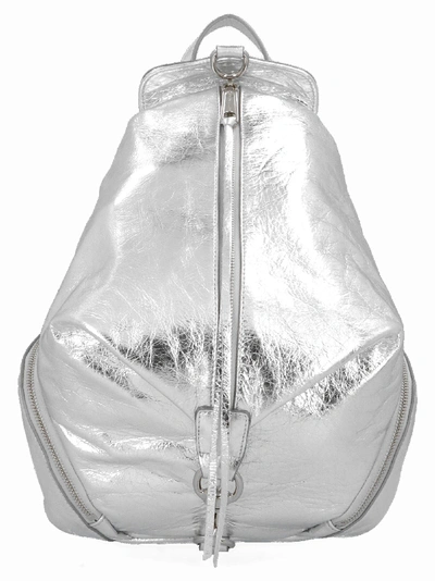 REBECCA MINKOFF SILVER LEATHER BACKPACK