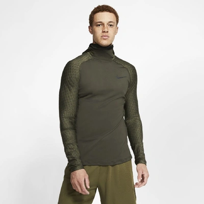 Shop Nike Pro Therma Men s Long sleeve Training Hoodie In Cargo Khaki black