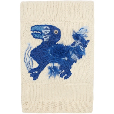 LOEWE LOEWE OFF-WHITE WILLIAM DE MORGAN KNIT EMBROIDERED SCARF